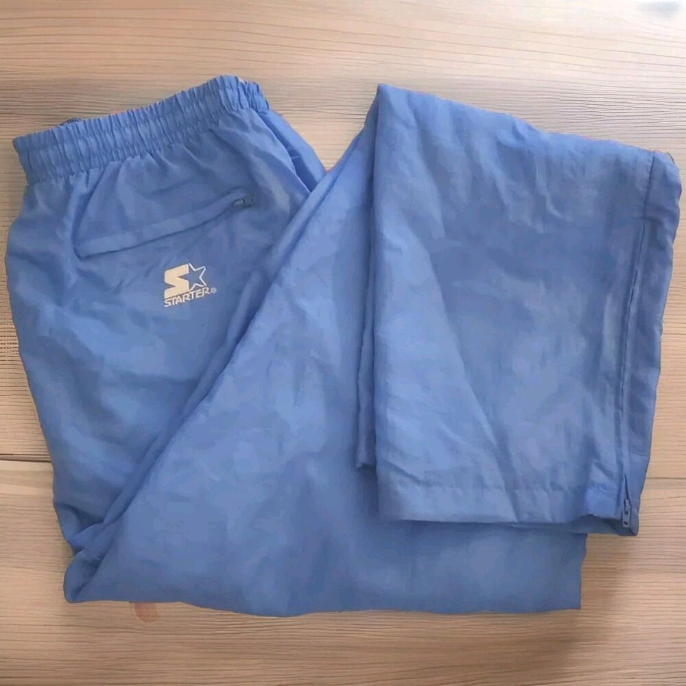 Vtg STARTER Pants Wind Breaker Jogger Swish Large Cornflower Blue Warmup Running
